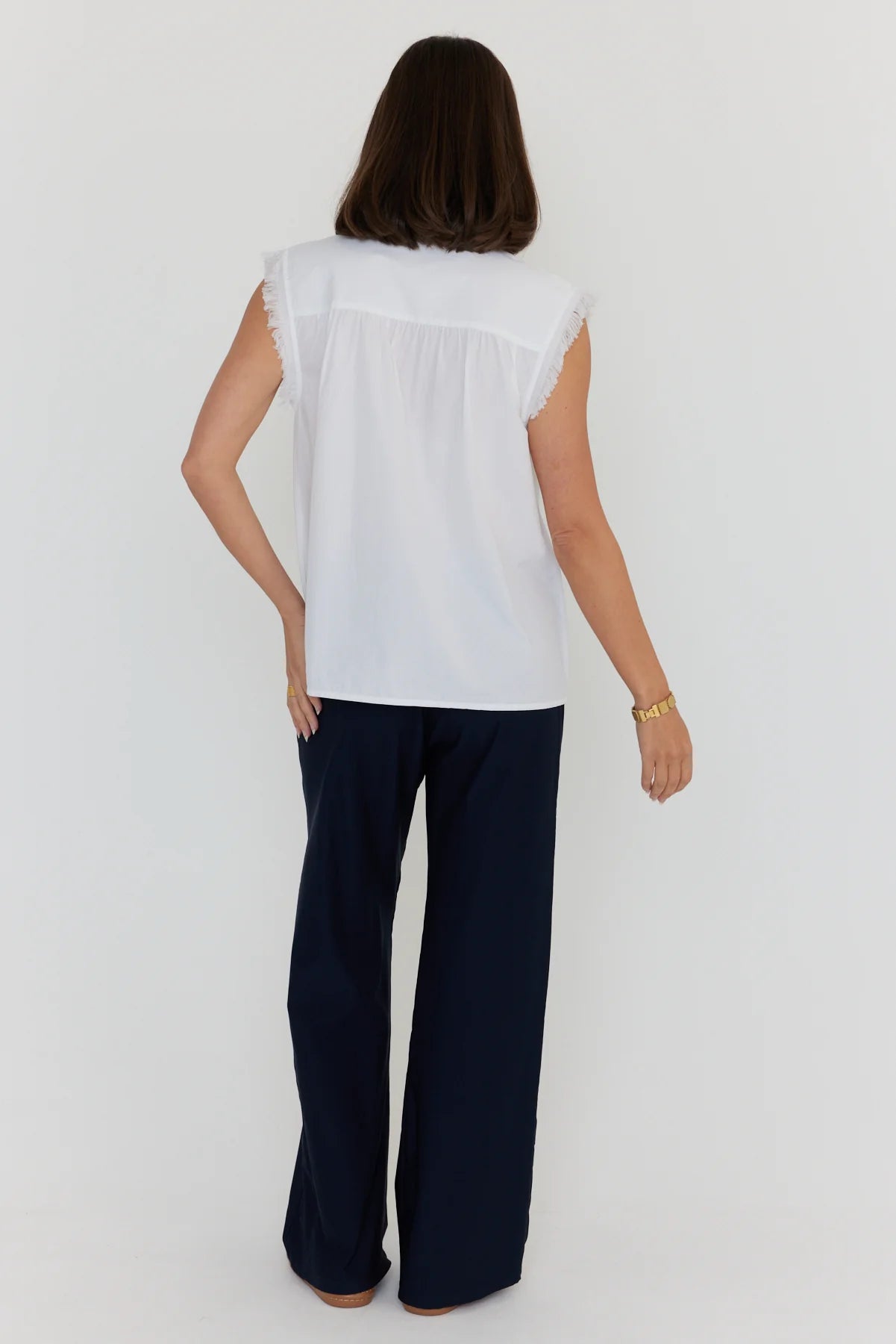 Roman Blouse - White/Navy