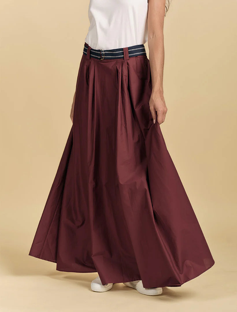 Kara Cotton Maxi Skirt - Burgundy