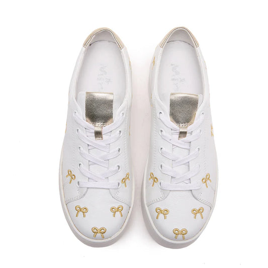 Love Knots Leather Platform Sneaker - White/Gold