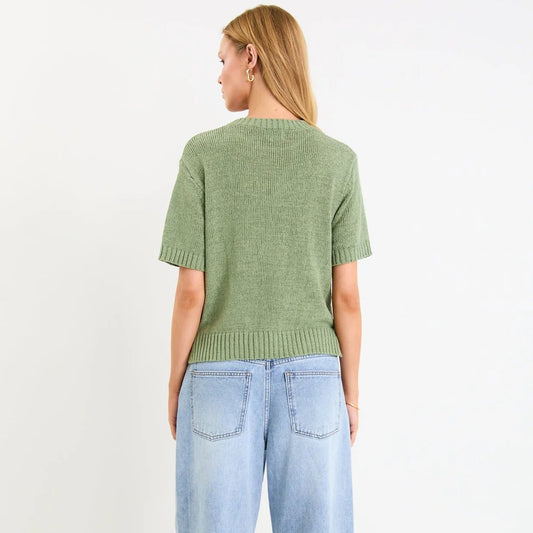 Loveable Sage Tape Yarn Knit Tee