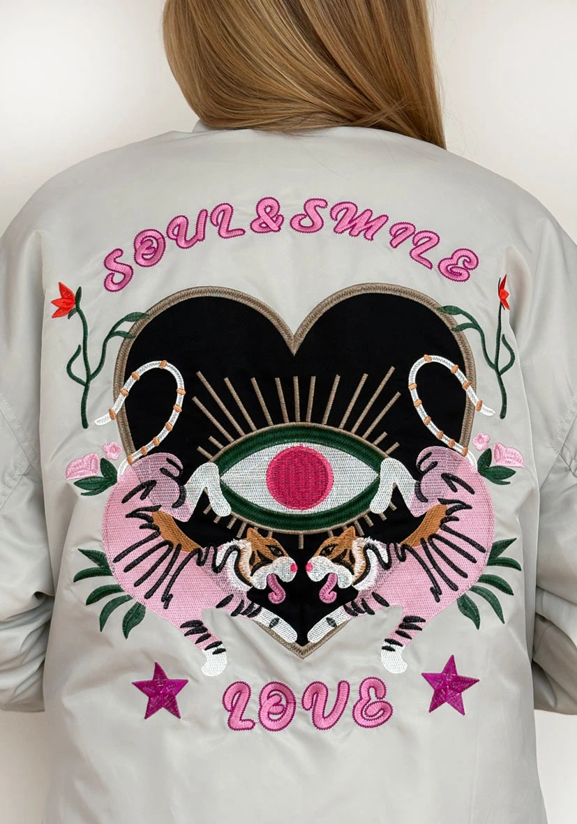 Heart Oversized Bomber Jacket