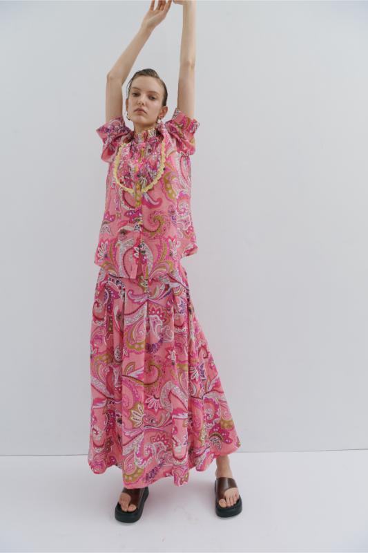 Charlotte Flower Midi Skirt Pink Fairytale