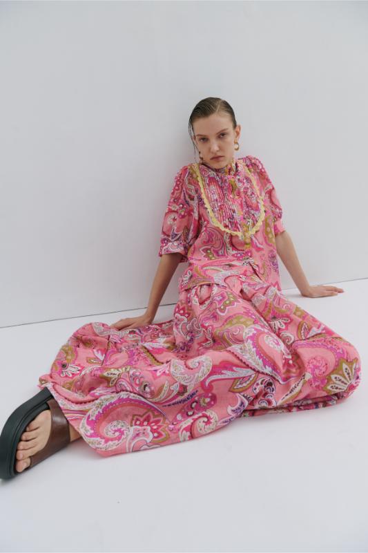 Charlotte Flower Midi Skirt Pink Fairytale