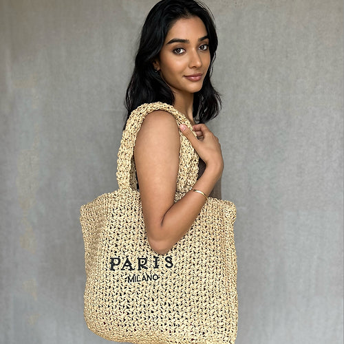 Paris Milano Straw Tote Bag