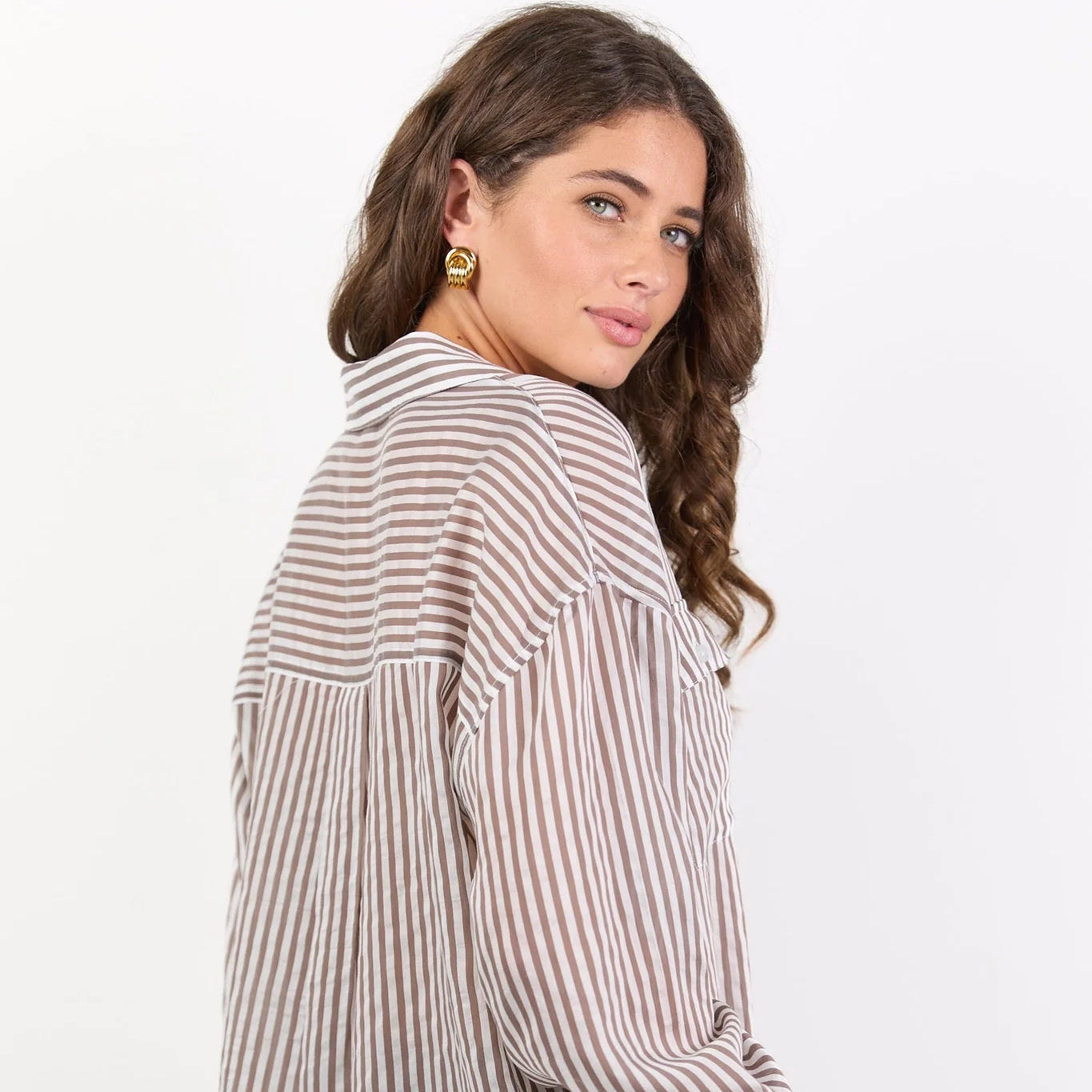 Preppy Stripe Pocket Front Shirt