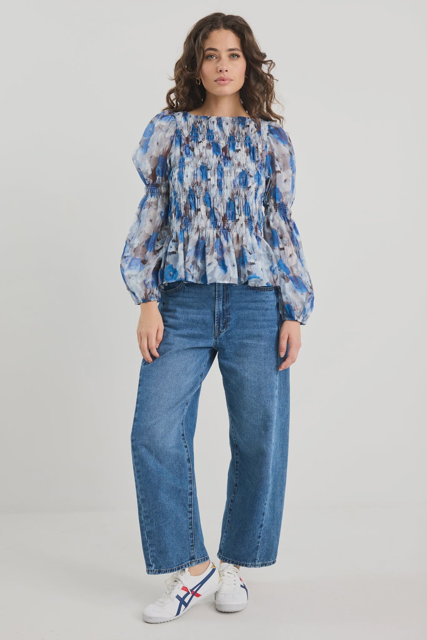 Required LS Shirred Bodice Top