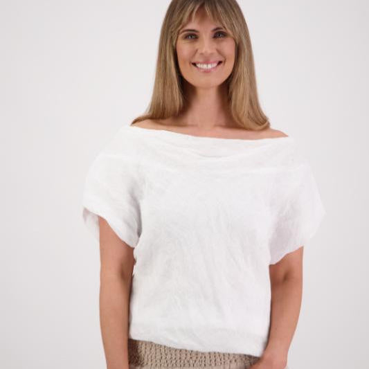 Shelby Linen Top - White
