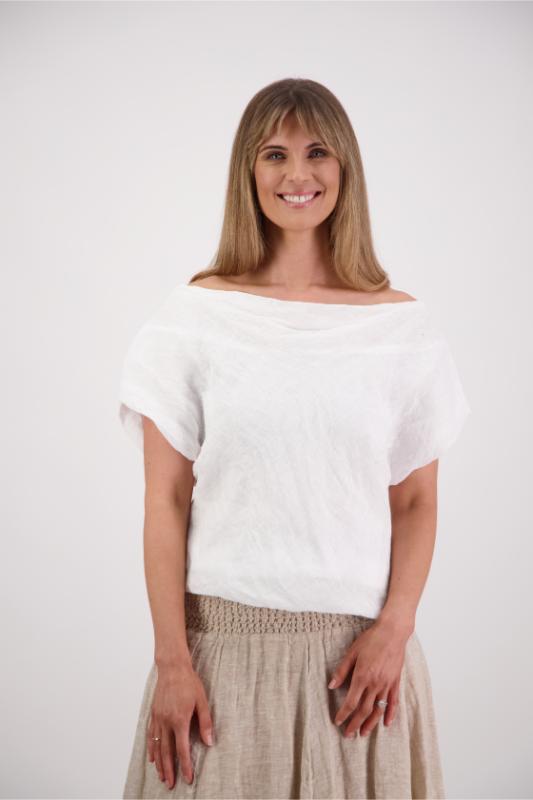 Shelby Linen Top - White