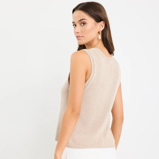 Salute Sand Relaxed Sleeveless Knit Tank Top