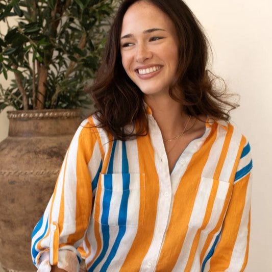 The Boyfriend Linen Shirt - Zanzibar Stripe