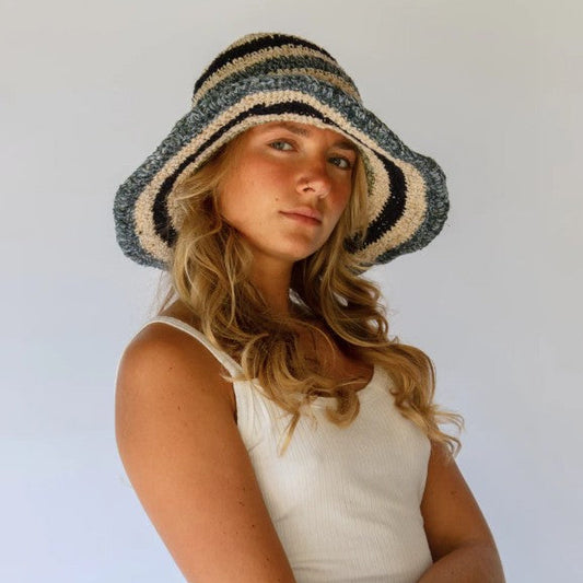 Polly Short Brim Hat - Tide Stripe