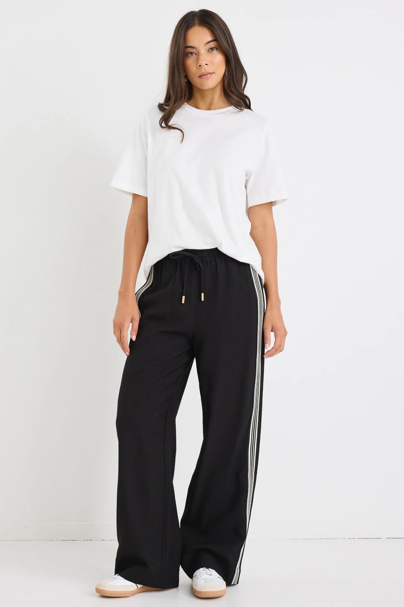Vibe Black Jaquard Stripe Wide Leg Pants