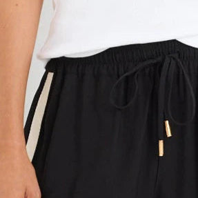 Townie Black Matte Stripe Side Tape Wide Leg Pants