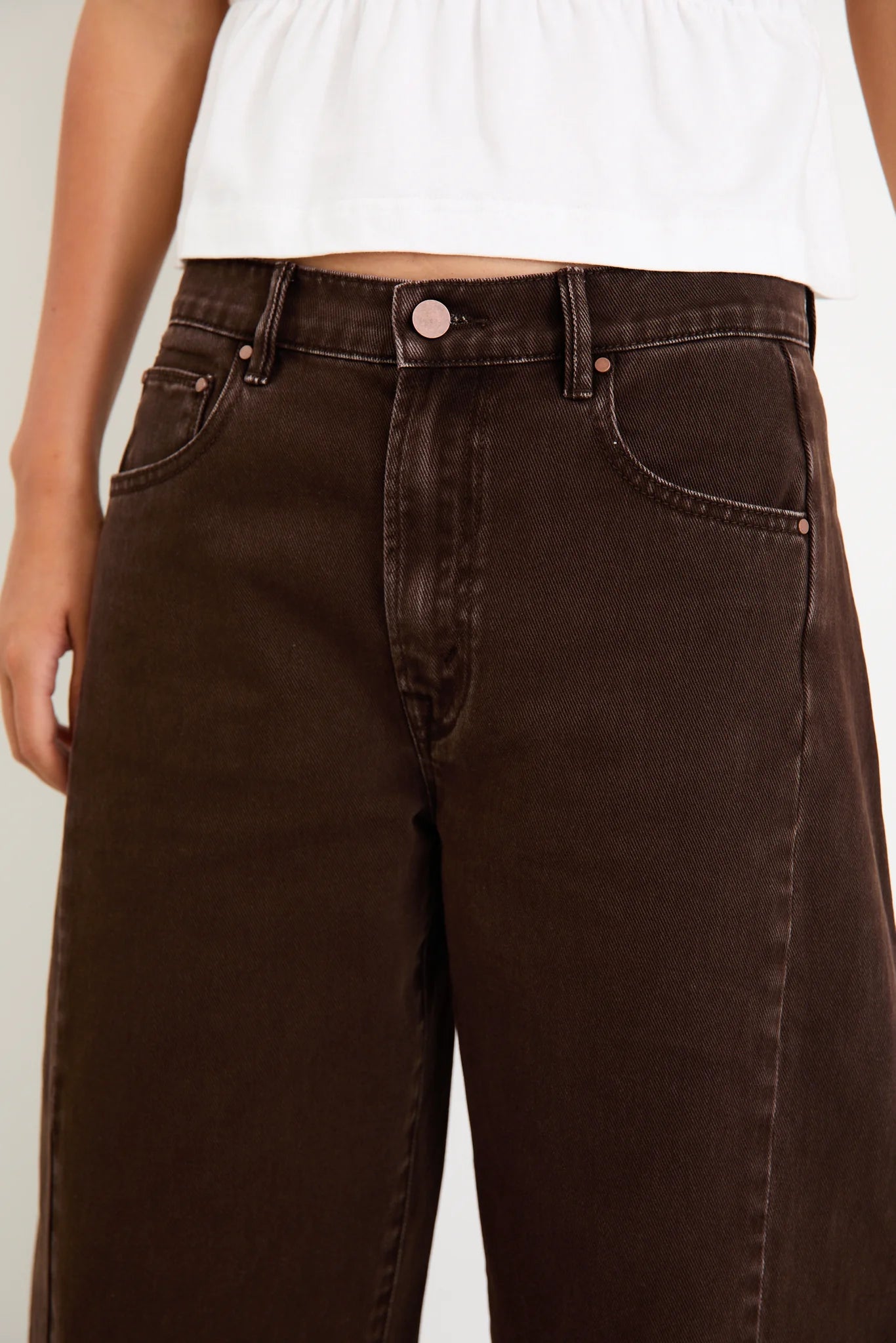 Varsity Forward Seam Barrel Jeans / Chocolate