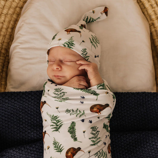 Baby Stretchy Swaddle & Beanie Set | Kia Ora Kiwi