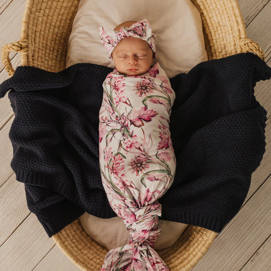 Baby Stretchy Swaddle & Headband Set | Everly