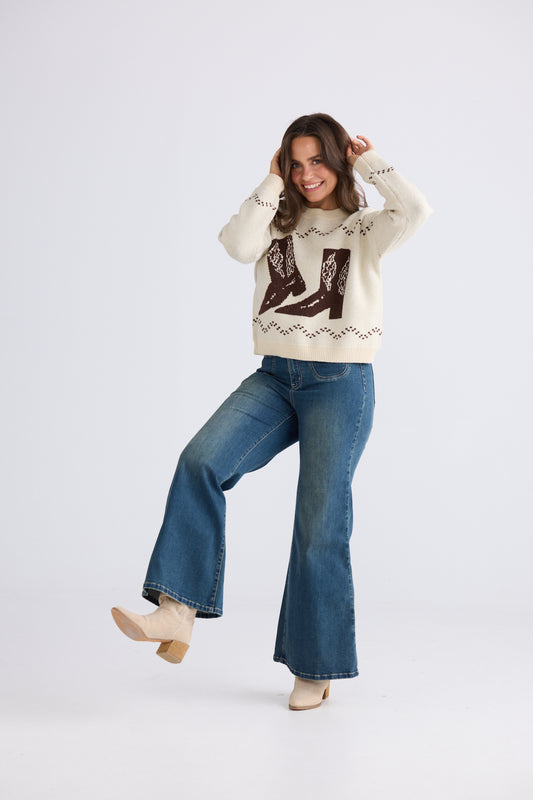 Boot Jive Knit - Cream with Chocolate