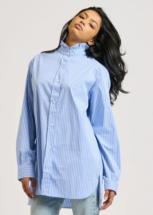 Camilla Frill Collar Shirt / Banker Blue Stripe
