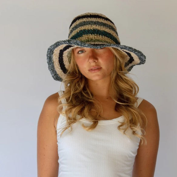 Polly Short Brim Hat - Tide Stripe
