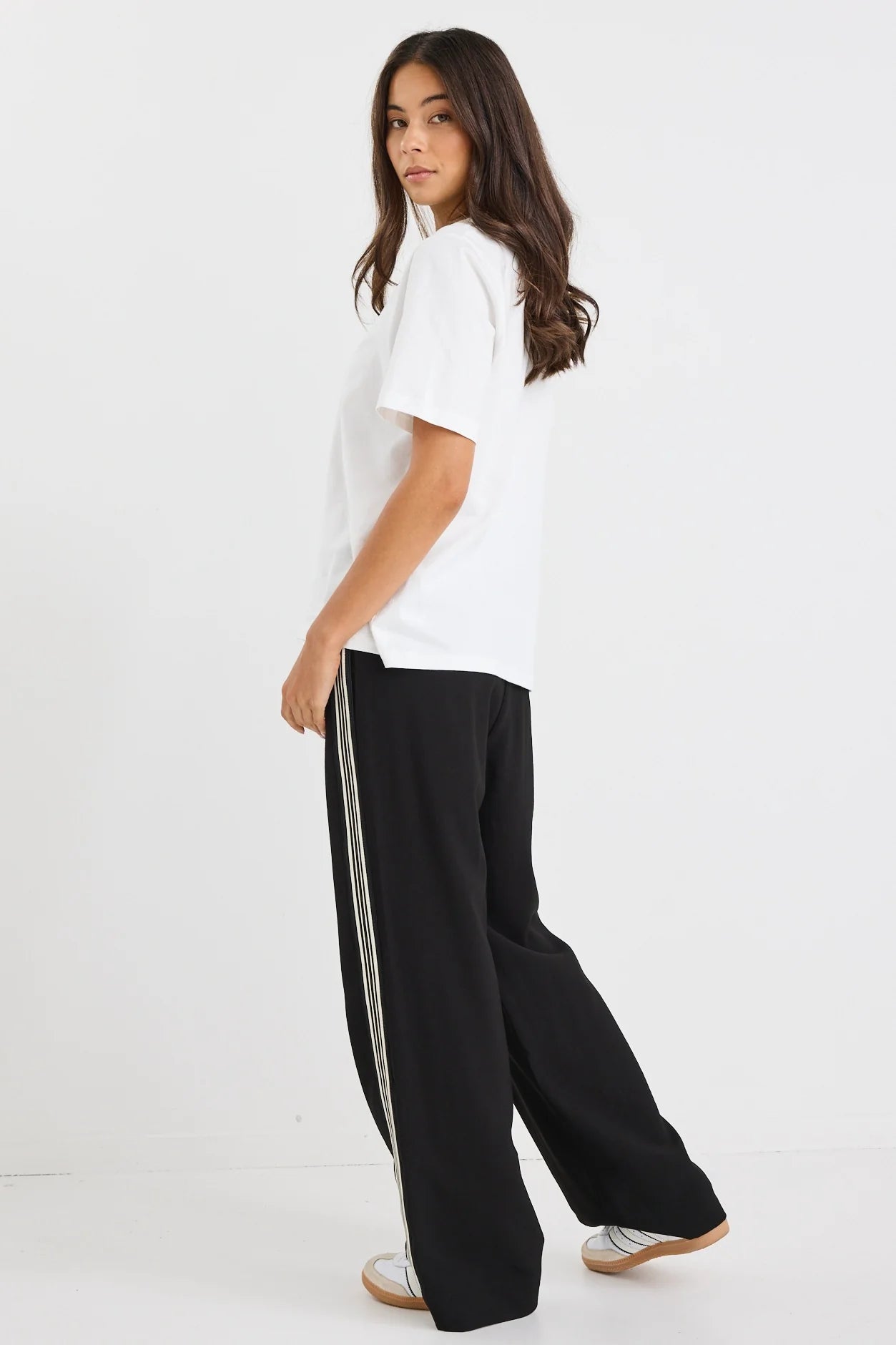 Vibe Black Jaquard Stripe Wide Leg Pants