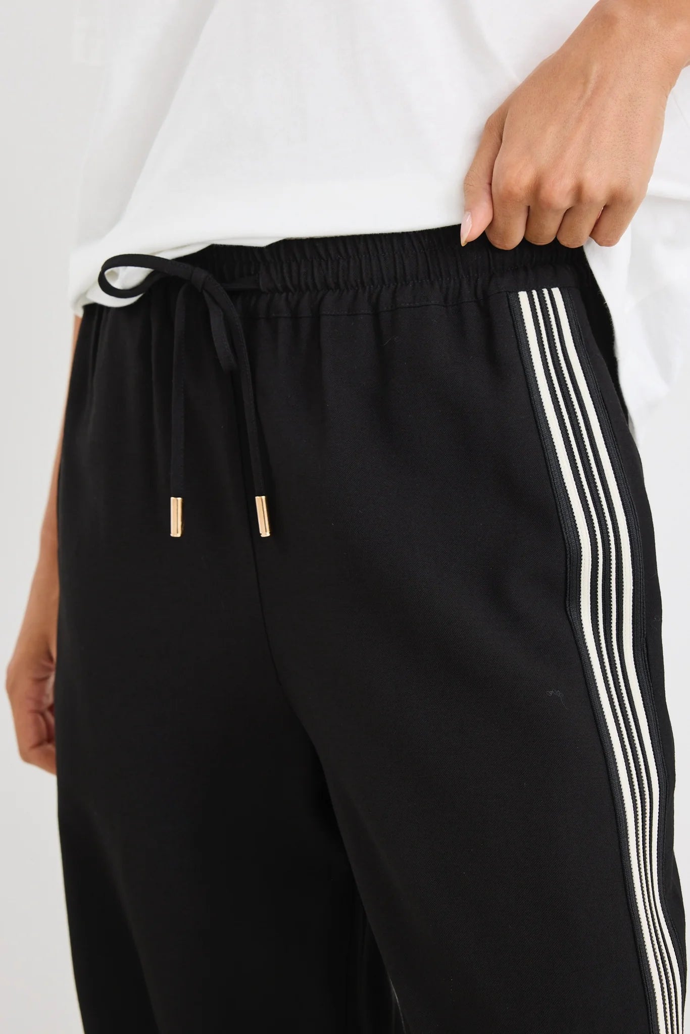 Vibe Black Jaquard Stripe Wide Leg Pants