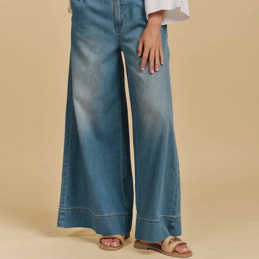 Zoe Pale Wash Palazzo Jean