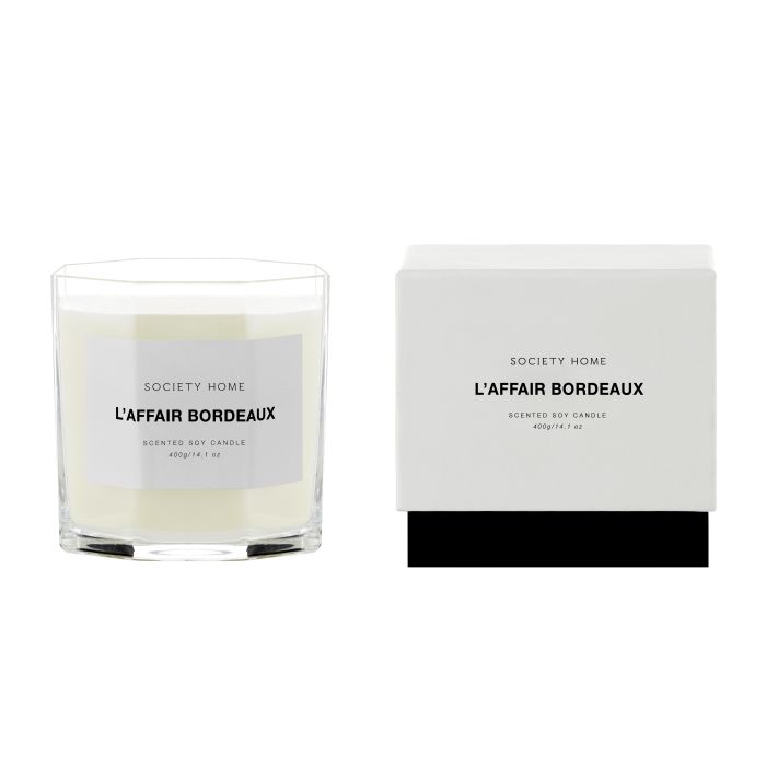 Society Home L'Affair Bordeaux Scented Soy Candle White