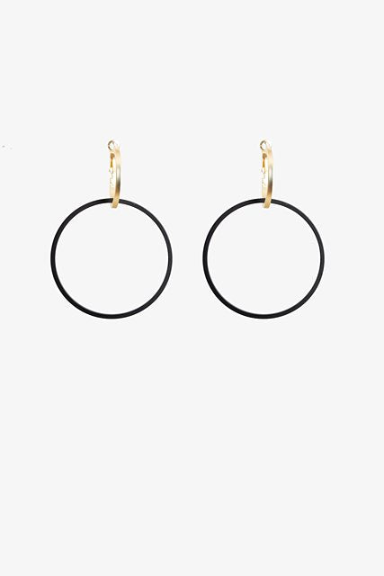Gold & Black Circle Earrings