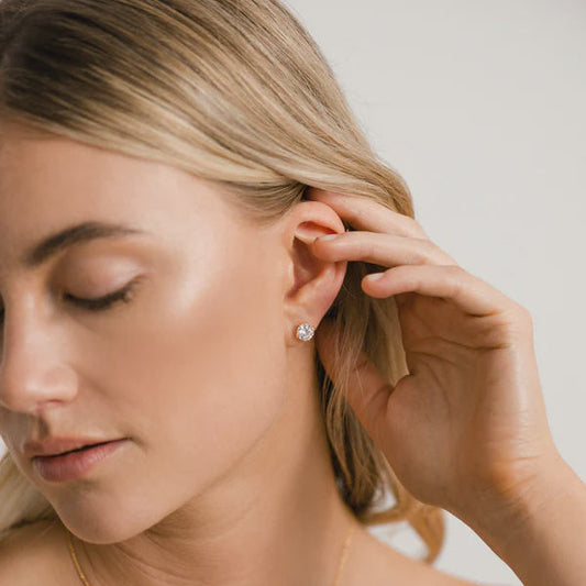 Brilliant Claw Gold Stud Earrings