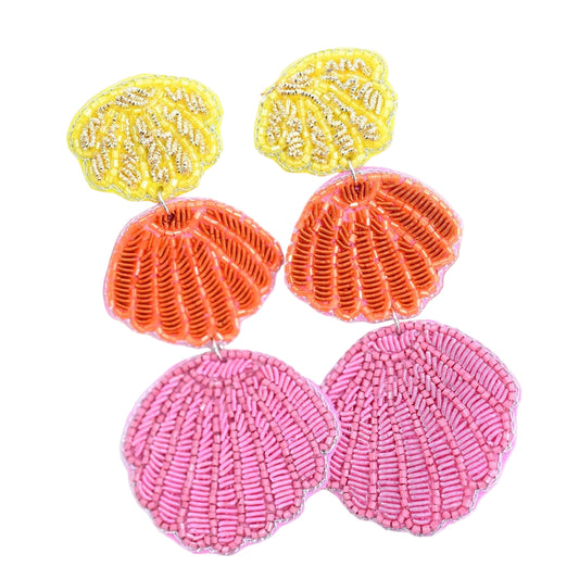 Beaded Dangle Shell Earrings