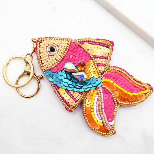 Beaded Tropical Fish Keychain