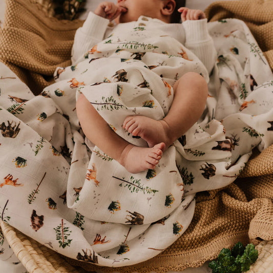 Organic Muslin Swaddle | Misty Forest
