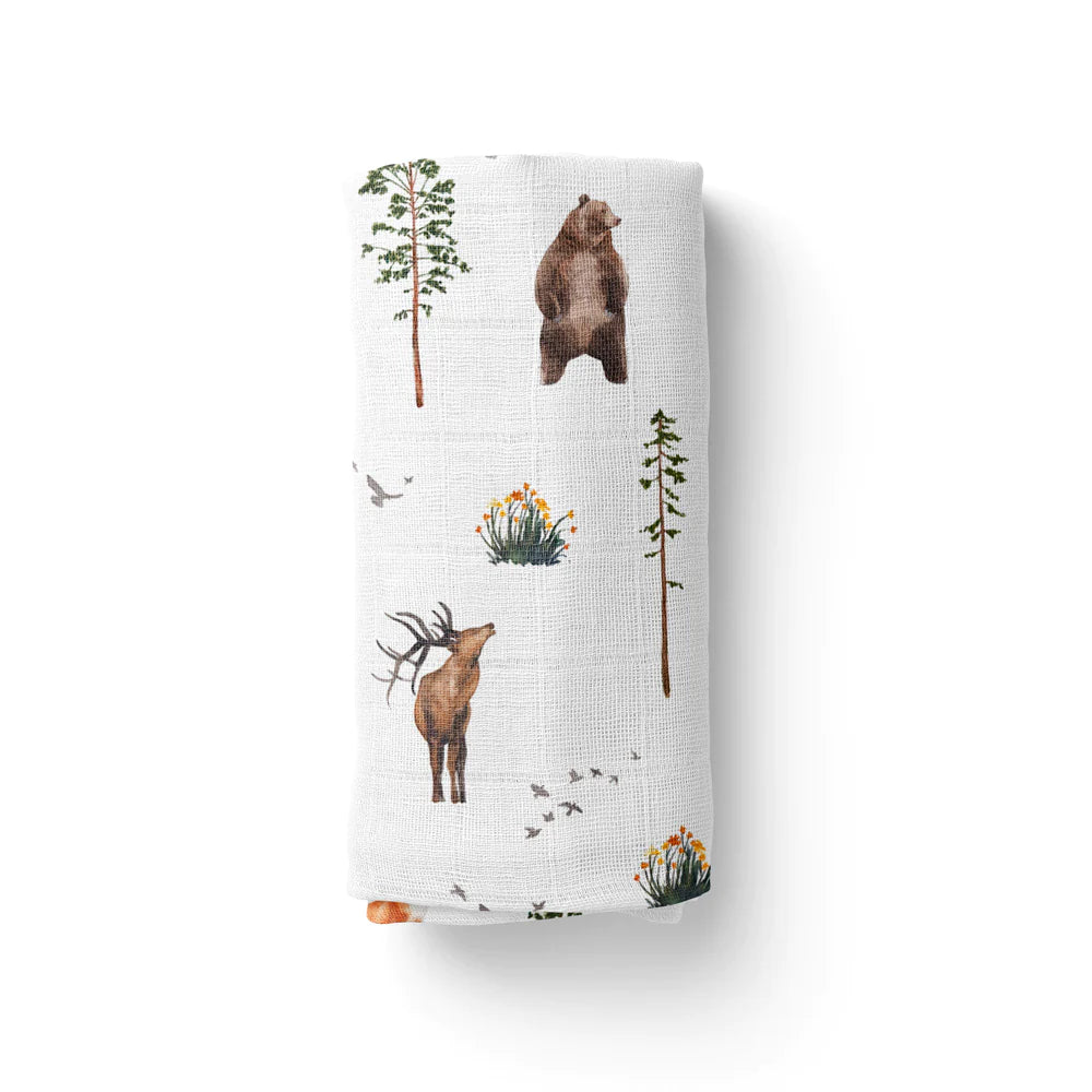 Organic Muslin Swaddle | Misty Forest
