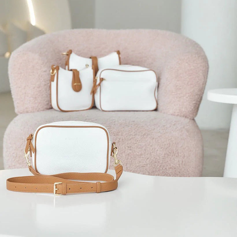 Ruby Sports Cross Body Bag Dual Tone White/Tan