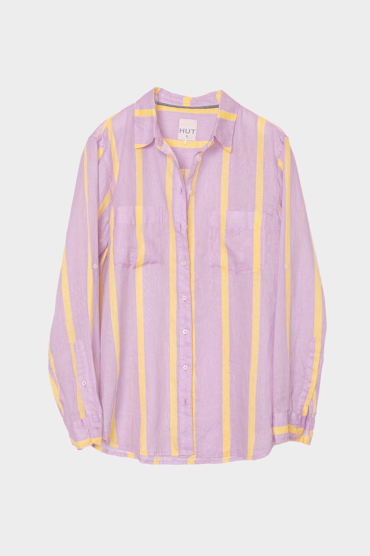 The Boyfriend Linen Shirt - Sunshine Mauve Stripe