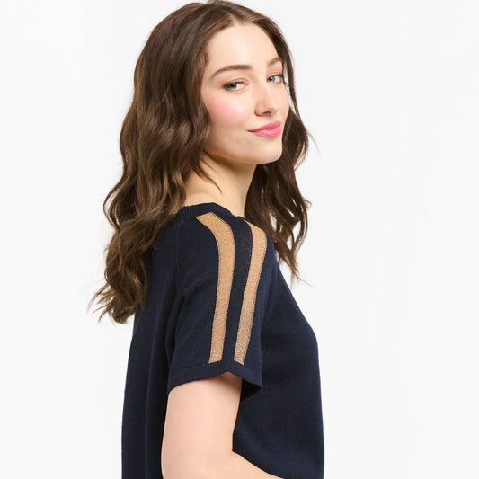 Lurex Shoulder Sweater - Navy