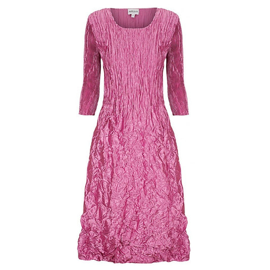 3/4 Sleeve Smash Pocket Glossy Pink Dress