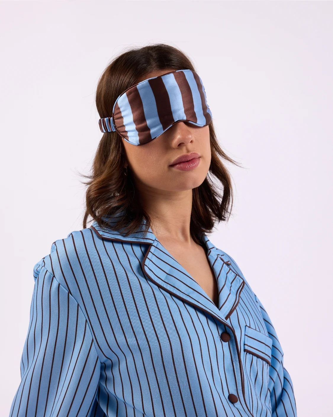 Silk Eye Mask - Iced Chocolate Stripes