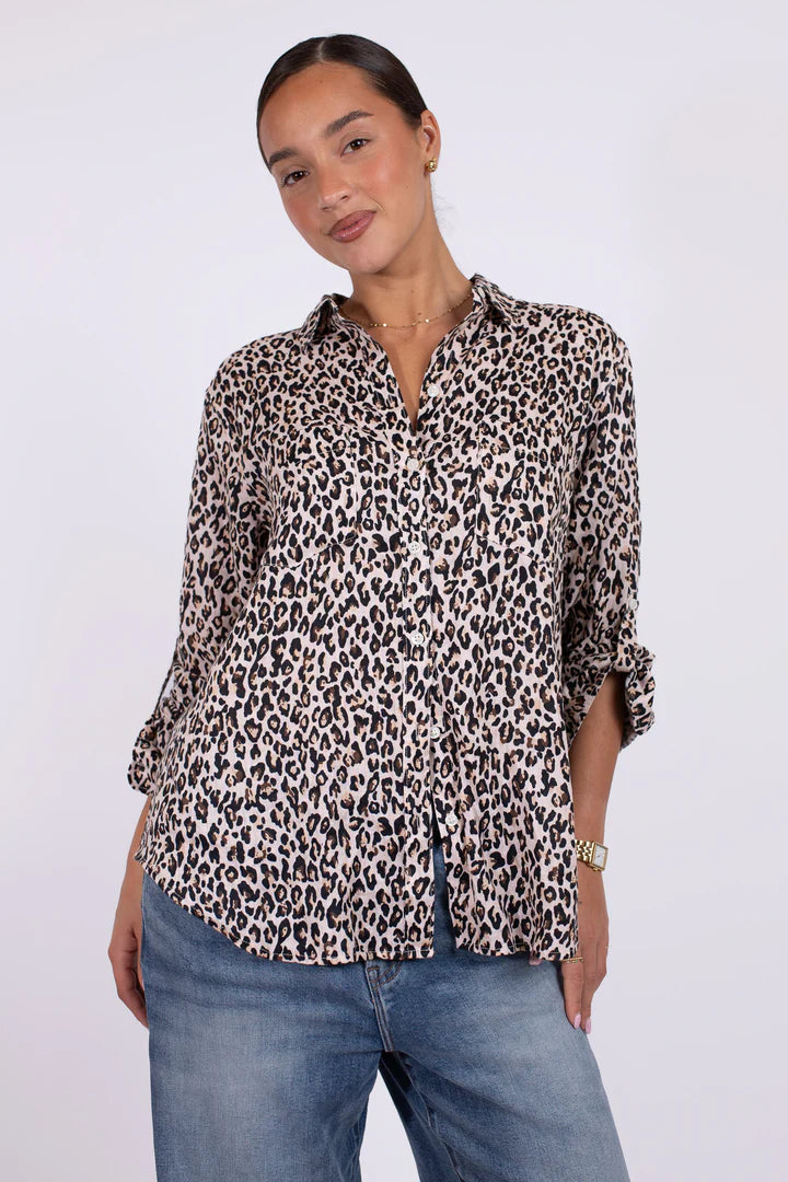 The Boyfriend Linen Shirt Leopard Print