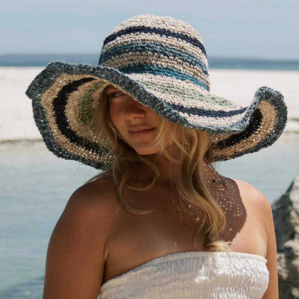 Janis Wide Brim Hat - Tide Stripe
