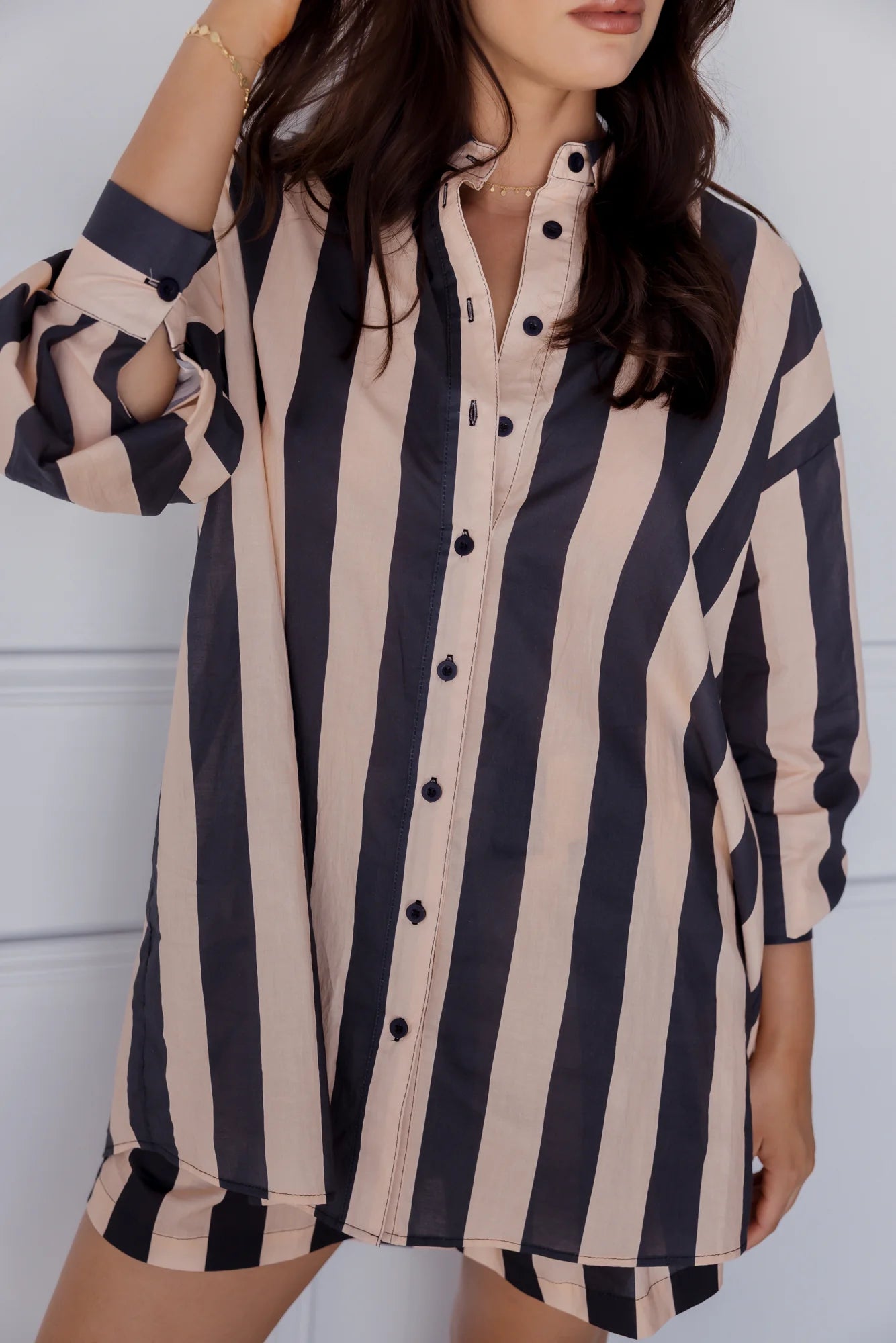 Pluto Shirt - Navy & Peach