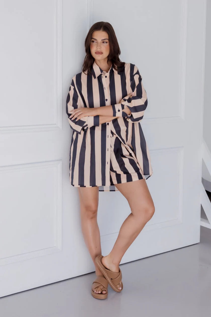 Pluto Shirt - Navy & Peach