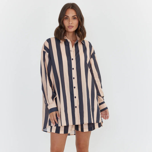 Pluto Shirt - Navy & Peach