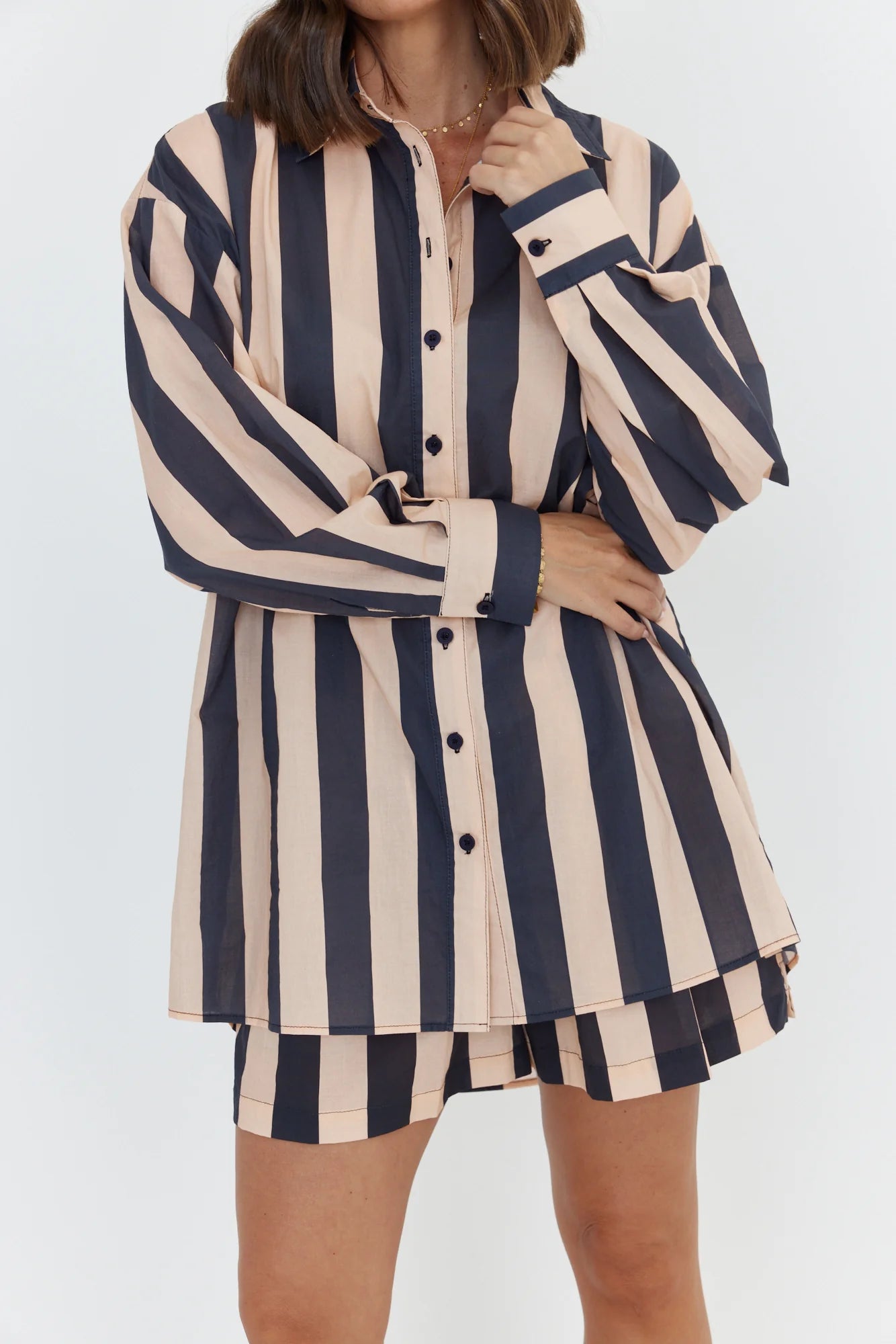 Pluto Shirt - Navy & Peach