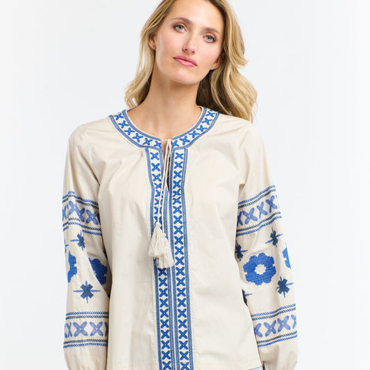 Daisy Cross Shirt - Beige