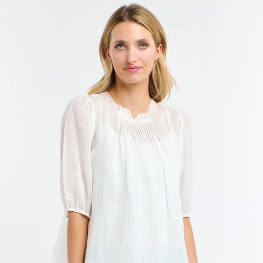 Ariel Pintuck Top - White