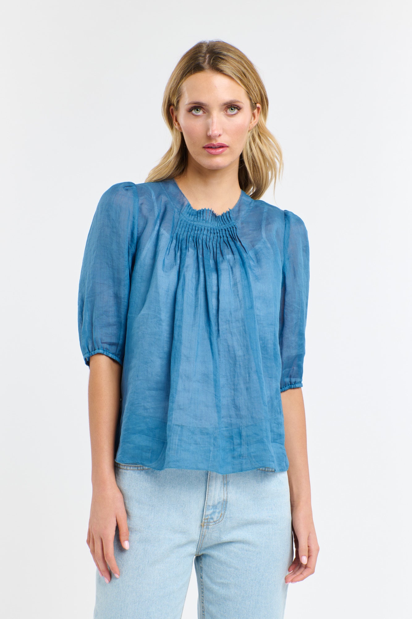 Ariel Pintuck Top - Denim