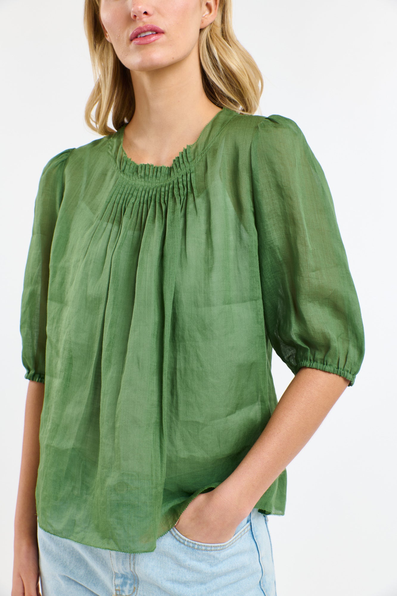 Ariel Pintuck Top - Kelly Green