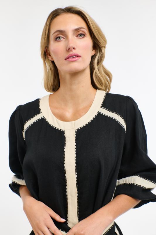 Carolyn Resort Dress - Black & Natural