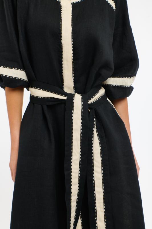 Carolyn Resort Dress - Black & Natural